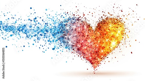 Vibrant Heart Illustration with Colorful Sparks and Dots Representing Love and Emotion in a Creative Space