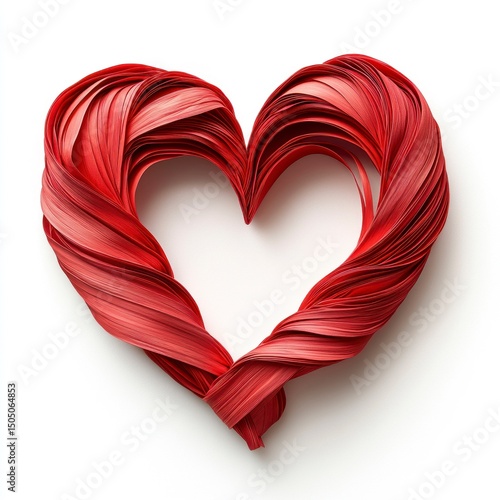 Creative Heart Shape Made of Red Paper Strips in Realistic Style for Love and Photography Themes