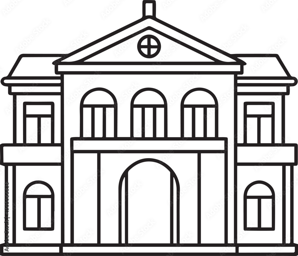 Fototapeta premium facade outline vector illustration line art 