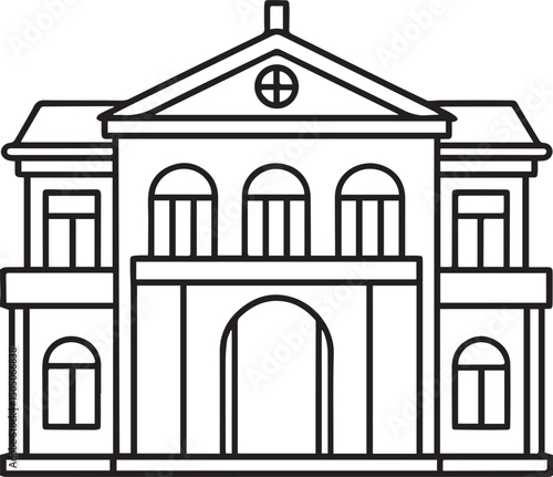 facade outline vector illustration line art	