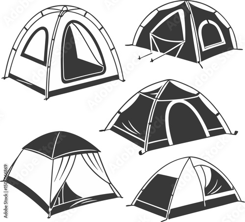 camping icons set