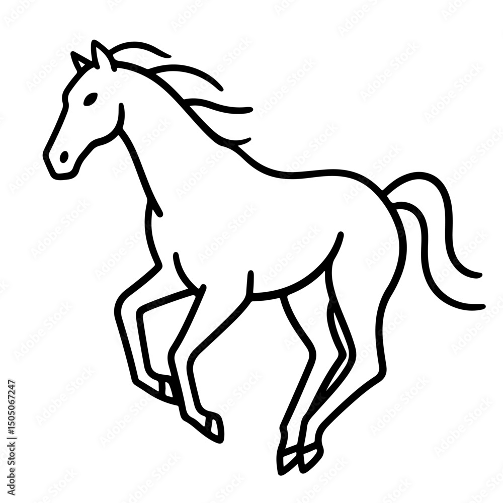 A line drawing of a horse running, showcasing elegance and speed. A line drawing of a horse running, showcasing elegance and speed.