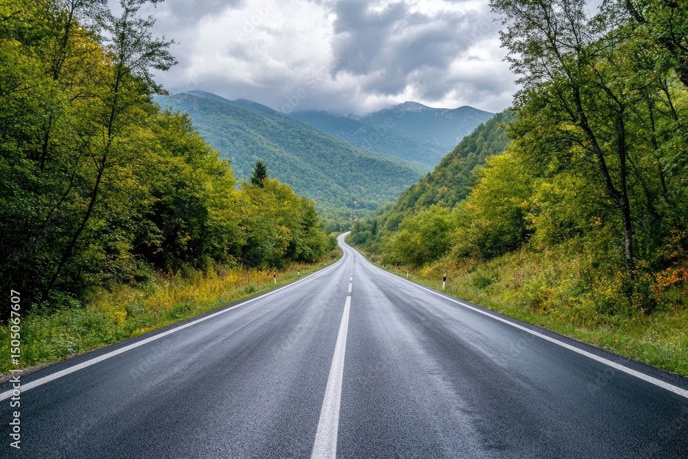 Mountain Road, Autumn Landscape Mountain Road, Autumn Landscape