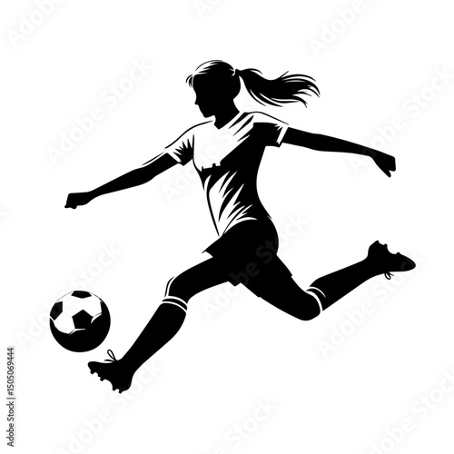 Female soccer player silhouette vector. Women Soccer Player icon silhouette illustration