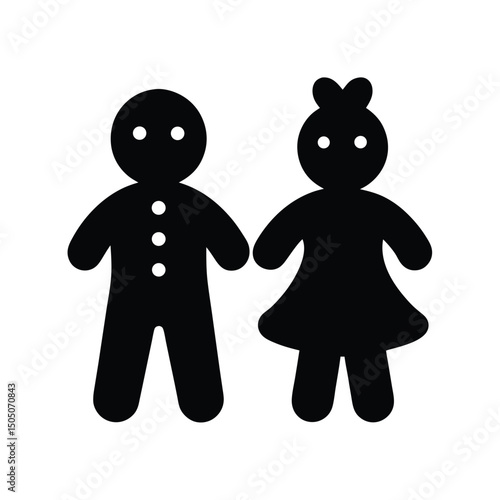 Gingerbread man and woman simple vector icon