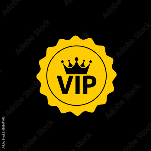 VIP badge icon isolated on black background