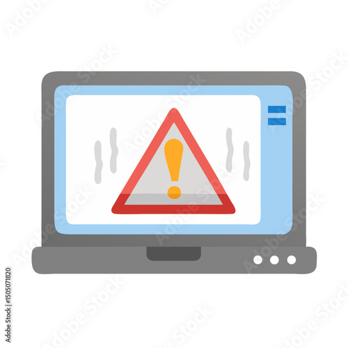 Vector illustration of overheating warning symbol on device screen, isolated on transparent background
