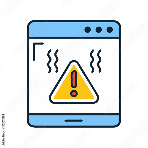 Vector illustration of overheating warning symbol on device screen, isolated on transparent background
