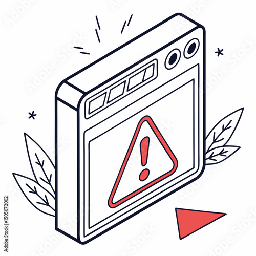 Vector illustration of overheating warning symbol on device screen, isolated on transparent background

