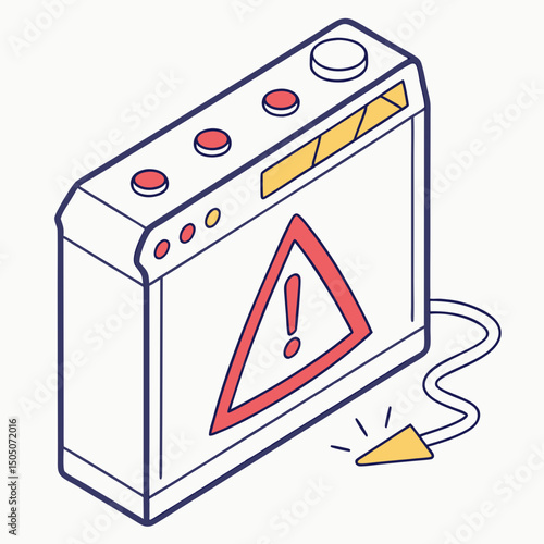 Vector illustration of overheating warning symbol on device screen, isolated on transparent background
