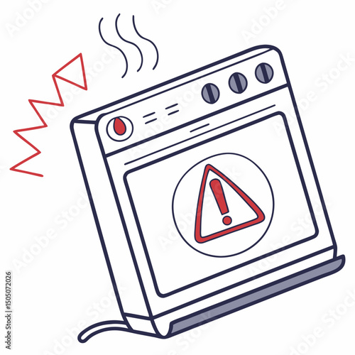 Vector illustration of overheating warning symbol on device screen, isolated on transparent background
