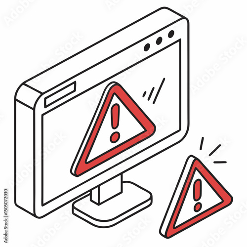 Vector illustration of overheating warning symbol on device screen, isolated on transparent background
