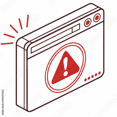 Vector illustration of overheating warning symbol on device screen, isolated on transparent background
