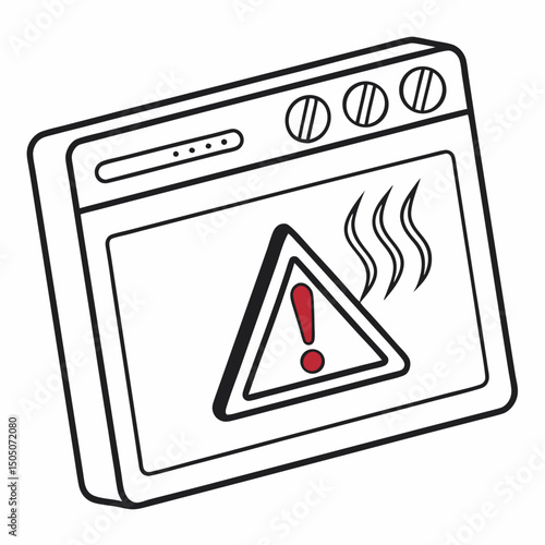 Vector illustration of overheating warning symbol on device screen, isolated on transparent background
