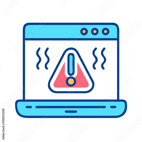 Vector illustration of overheating warning symbol on device screen, isolated on transparent background

