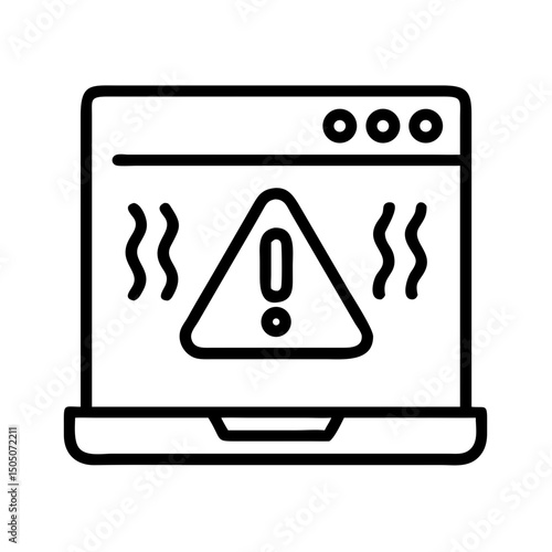 Vector illustration of overheating warning symbol on device screen, isolated on transparent background
