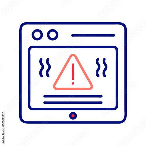 Vector illustration of overheating warning symbol on device screen, isolated on transparent background
