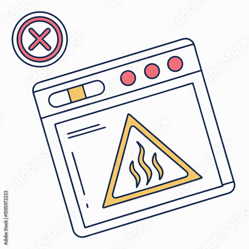 Vector illustration of overheating warning symbol on device screen, isolated on transparent background

