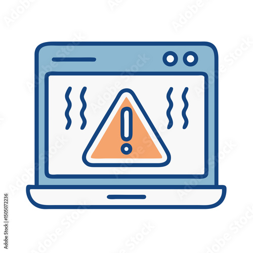 Vector illustration of overheating warning symbol on device screen, isolated on transparent background
