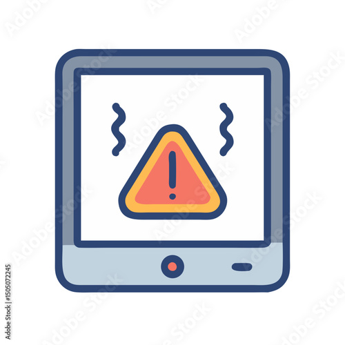 Vector illustration of overheating warning symbol on device screen, isolated on transparent background
