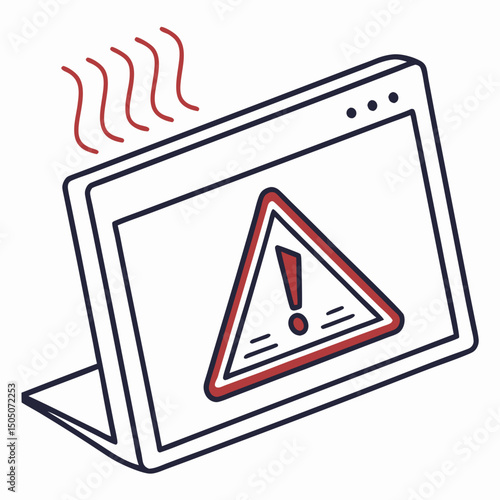 Vector illustration of overheating warning symbol on device screen, isolated on transparent background

