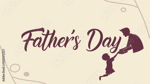 Father’s Day Vector Illustration with Father and Child Holding Hands