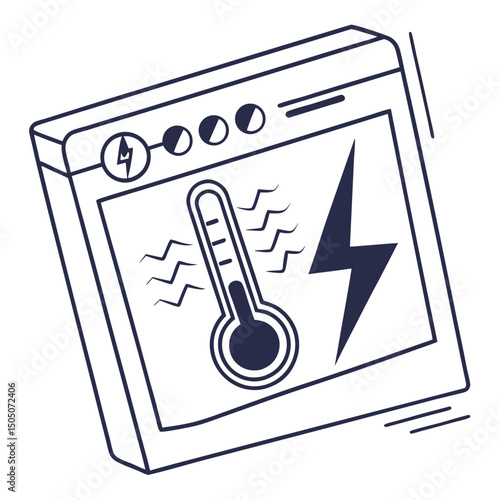 Vector illustration of overheating warning symbol on device screen, isolated on transparent background
