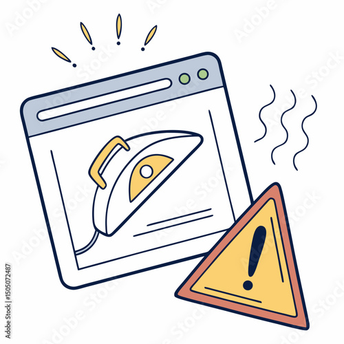 Vector illustration of overheating warning symbol on device screen, isolated on transparent background
