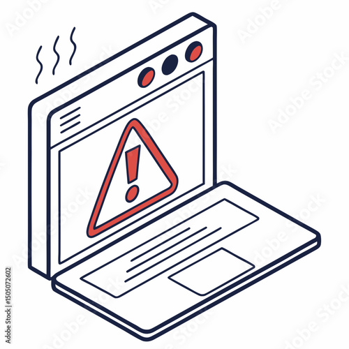 Vector illustration of overheating warning symbol on device screen, isolated on transparent background
