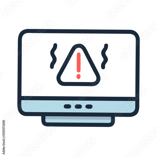 Vector illustration of overheating warning symbol on device screen, isolated on transparent background
