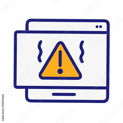 Vector illustration of overheating warning symbol on device screen, isolated on transparent background
