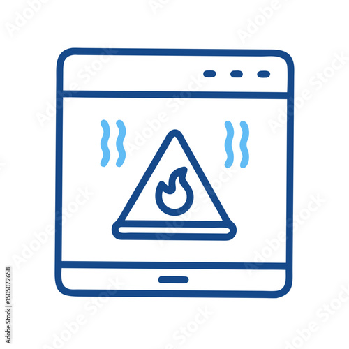 Vector illustration of overheating warning symbol on device screen, isolated on transparent background
