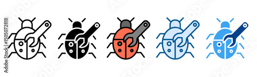Bug Fixing Icon Set Multiple Style Collection