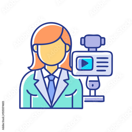 TV News Reporter Badge Icon – Broadcast Journalism and Media Credential Symbol
