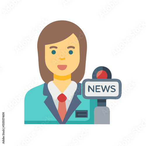 TV News Reporter Badge Icon – Broadcast Journalism and Media Credential Symbol