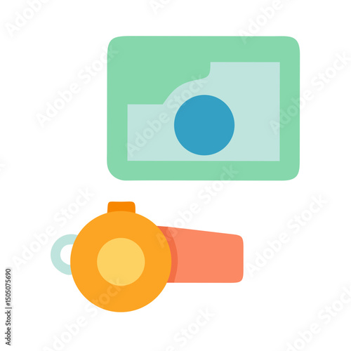 Whistle and Card Icon – Sports Referee and Rule Enforcement Symbol