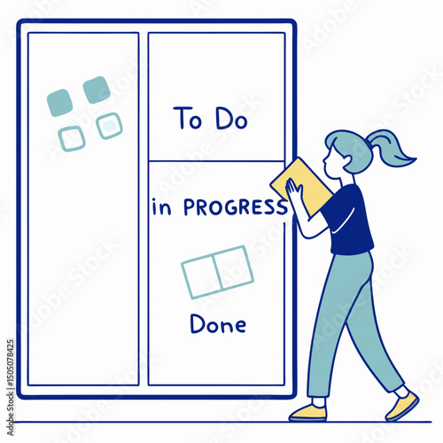 Digital kanban board management vector, soft blue background
