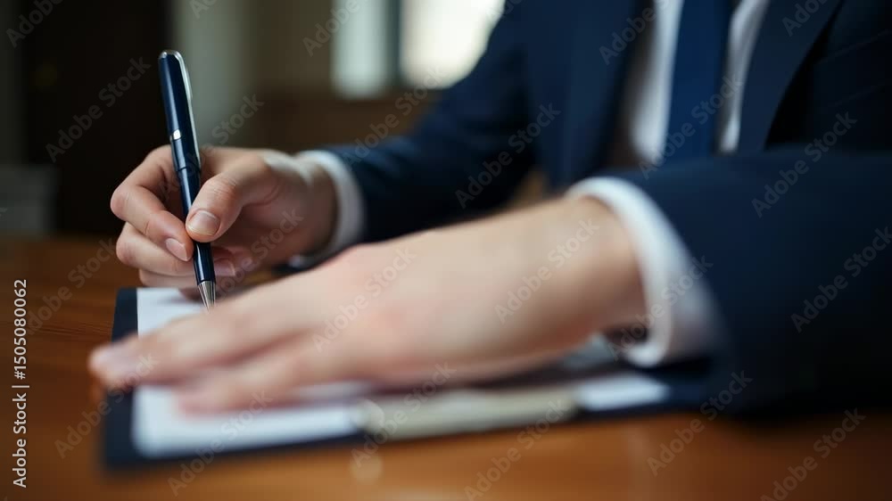 Lawyer Signing Legal Document in Professional Office Setting
Lawyer Signing Legal Document in Professional Office Setting