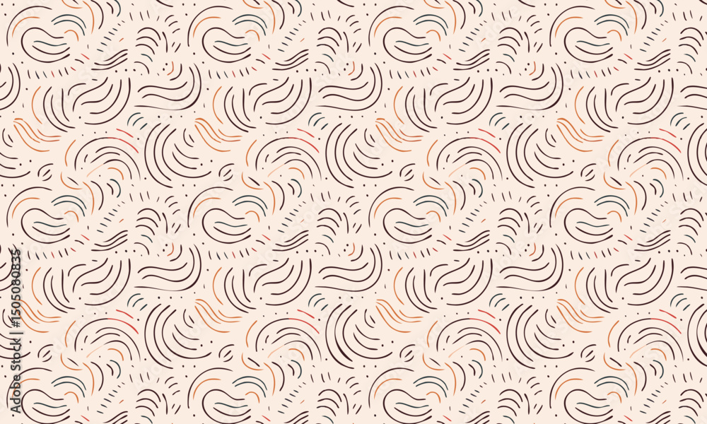 Abstract Hand-Drawn Swirls and Lines Pattern - Playful Organic Design Abstract Hand-Drawn Swirls and Lines Pattern - Playful Organic Design
