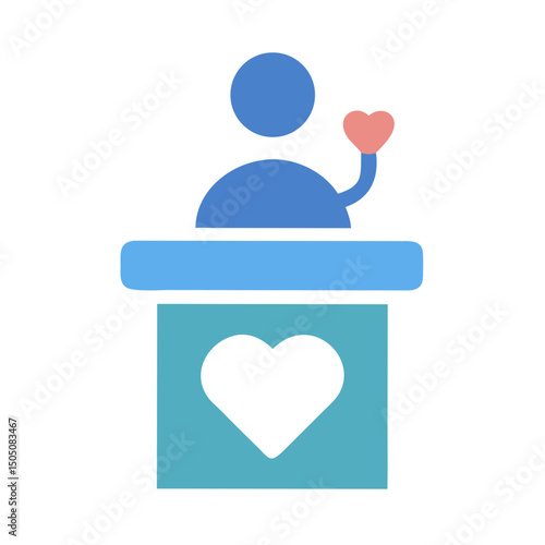 Charity Presentation Event Icon – Fundraising and Social Cause Vector Illustration