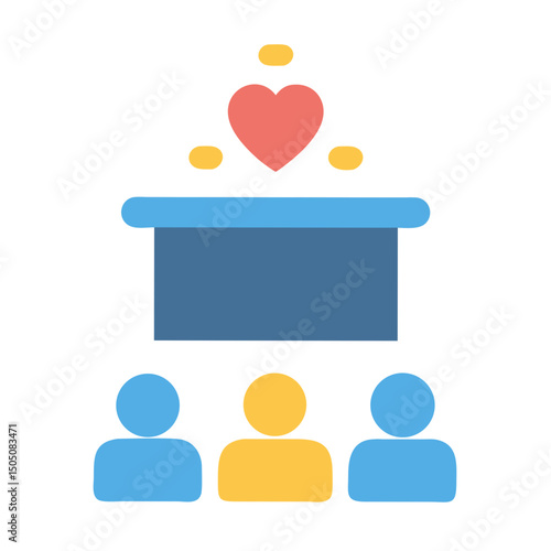 Charity Presentation Event Icon – Fundraising and Social Cause Vector Illustration