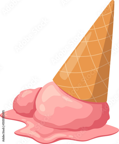 Melted Strawberry Ice Cream Cone