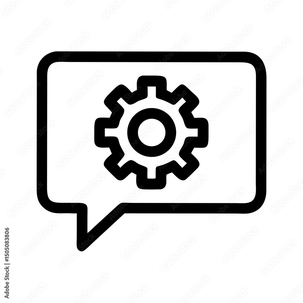 Chat Bubble with Gear Icon – Messaging Settings and Communication Tools Vector Illustration Chat Bubble with Gear Icon – Messaging Settings and Communication Tools Vector Illustration