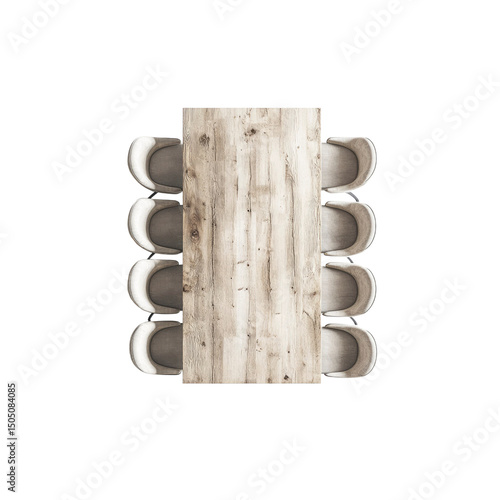 Overhead View of Rustic Farmhouse Dining Table with Ten Chairs