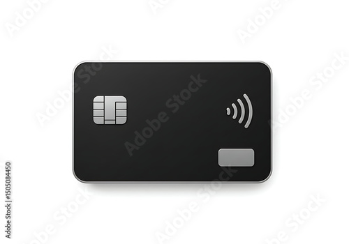 Contactless Payment Card: Black Credit Card with NFC Symbol