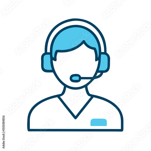  Customer Agent with Headset Icon – Support Representative, Call Center, Helpdesk Symbol