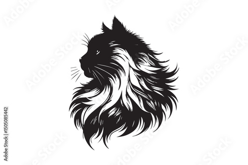 Cat Silhouette logo image. Black and White cat.