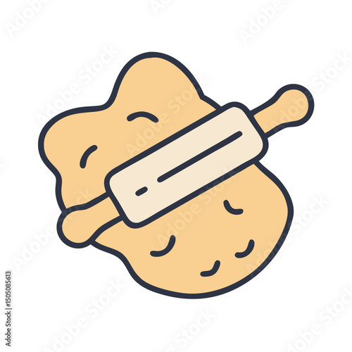Dough Kneading Icon – Baking Process, Cooking, Handmade Bread Symbol