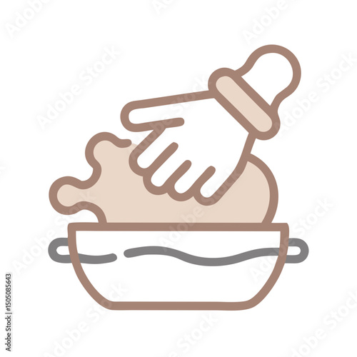 Dough Kneading Icon – Baking Process, Cooking, Handmade Bread Symbol