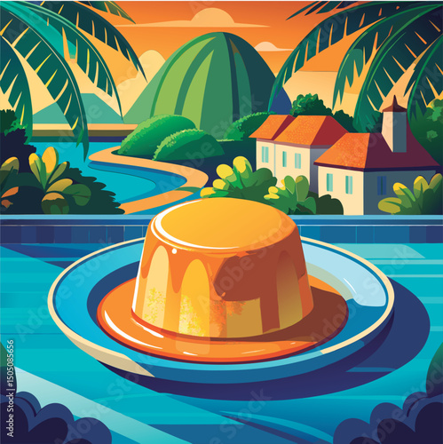 Tropical dessert by the pool.